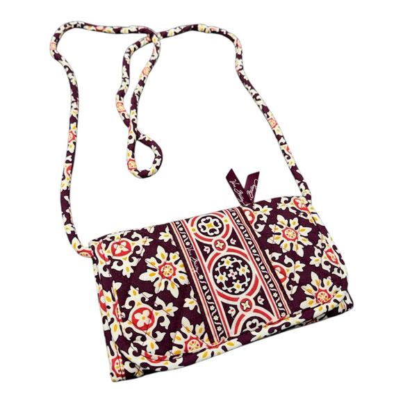 Vera Bradley Handbags - Vera Bradley Retired Rare Medallion Quilted Tri-Fold Wallet Crossover Strap